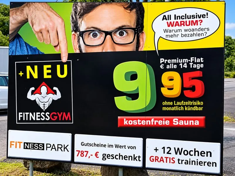 Großformatiges Werbeschild für ein Fitnessstudio
